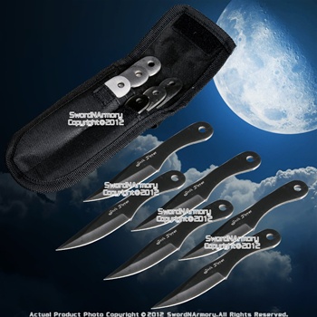 5.5" Set of 6 Jack Ripper Throwing Knives Stainless Throwers with Should Strap