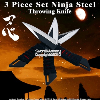 3 Piece Ninja 440 Stainless Steel Throwing Dart W Sheath