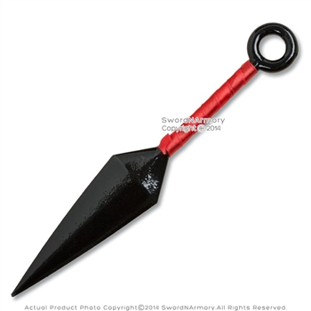 9.5" Ninja Kunai Anime Throwing Knife with Red Core Wrap and Nylon Sheath New