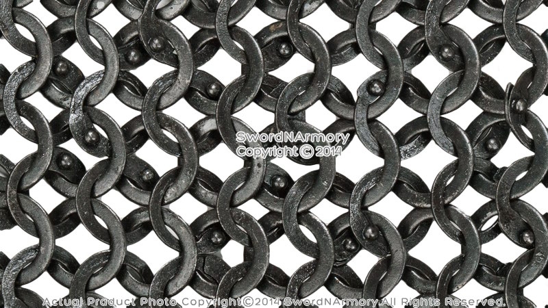 XL Black Functional Hauberk Medieval Chainmail Flat Ring Wedge