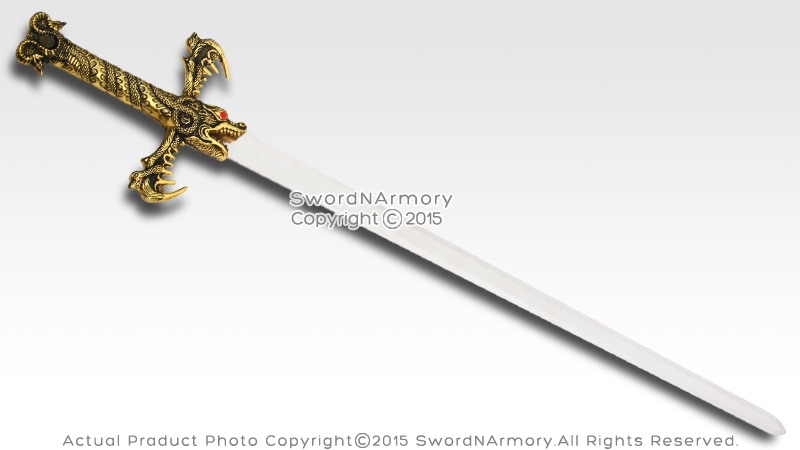 Hand And A Half Fantasy Dragon King Medieval Sword With Display Plaque