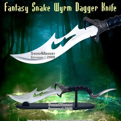 Large Fantasy Snake Dagger With Stand