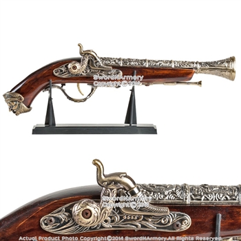 15.5 " Decorative Naval Pirate Toy Gun Flintlock Blunderbuss Replica Pistol Std