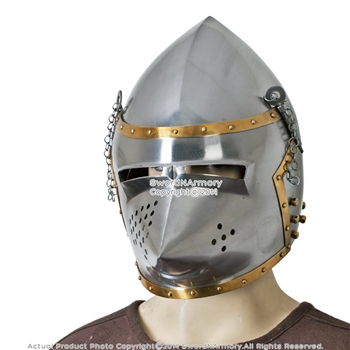 Functional Medieval Pigface Bascinet Helmet Combat Battle Hound Skull 16G SCA