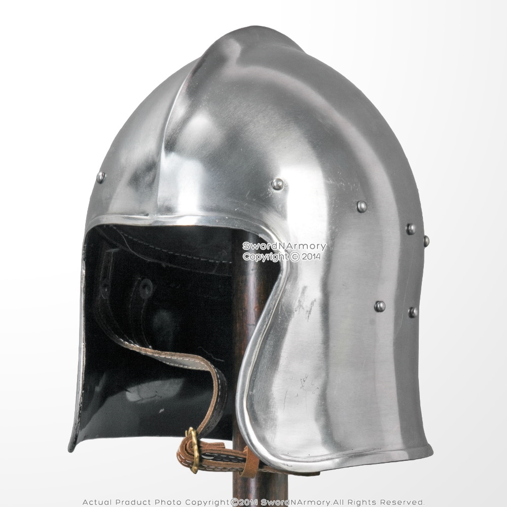 Functional Medieval Barbute Open Face Celeta Helmet 16G Steel w/ Liner ...