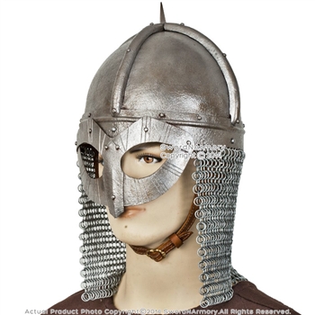 Functional Viking Gjermundbu Helmet with Aventail Chainmail Battle Ready SCA