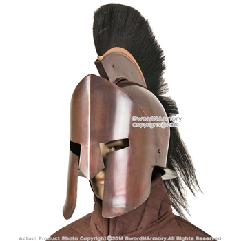 Greek Spartan King 300 Crested Helmet w/ Copper Finish & Liner Reenactment LARP