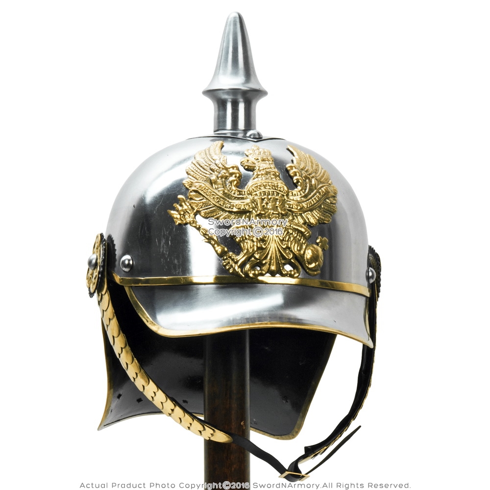 German Pickelhaube Helmet Imperial Prussian Helmet Spiked Leather helmet  Gift