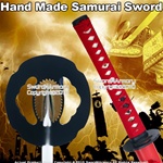 Hand Made Samurai Katana Sword With Blue Saya And Cord