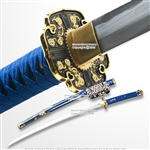 Musha Blue Japanese Style Tachi Ceremonial Katana Samurai Sword Sharp Blade