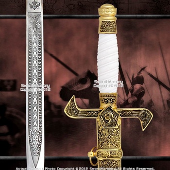 Russian Collectible Dagger Gold Fantasy Medieval Short Sword White Handle