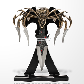 7.25" King Spider Arachnid Fantasy Dagger Knife with 5 Blades Display Stand