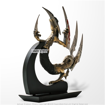 5 Blades Furious Dragon Claw Fantasy Dagger Knife with Display Table Stand