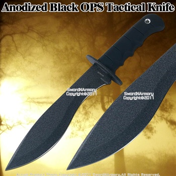 Anodized Black OPS Tactical Kukuri Knife W/ Whetstone