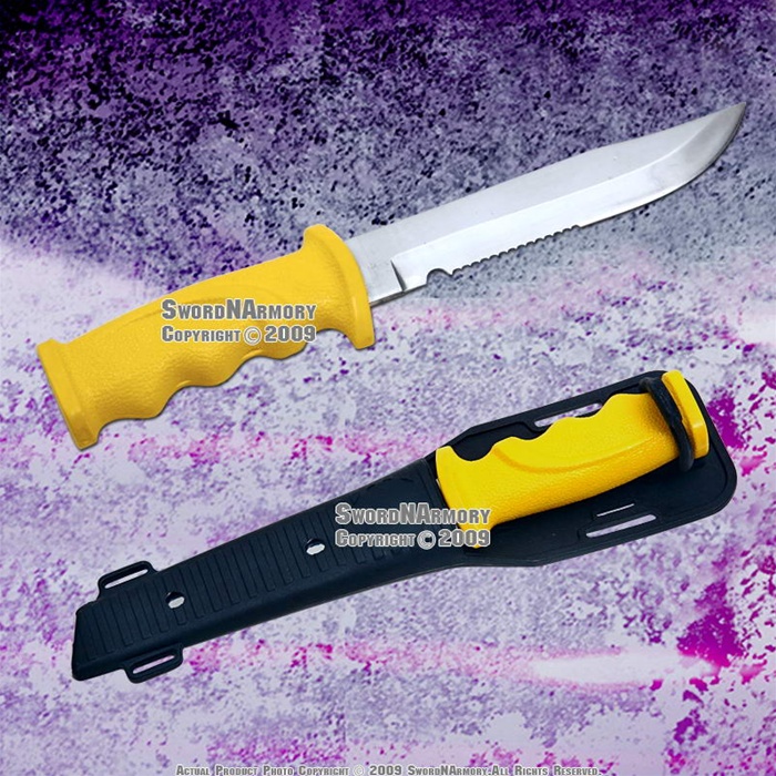 Diving Knife, leg holster, yellow-black