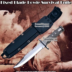 Fixed Blade Bowie Survival Knife Serrated W/ Kit Sheath