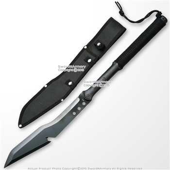 27" Tactical Spear Hunting Jungle Machete Zombie Killer Rope Cutter and Sheath