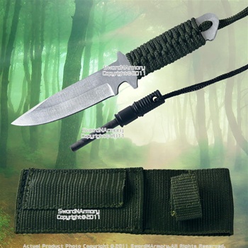 Fixed Blade Camping Survival Knife w/ Magnesium Fire Starter