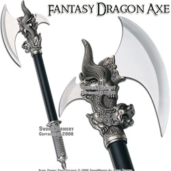 Dragon King Fantasy Medieval Battle Axe With Plaque & Dagger