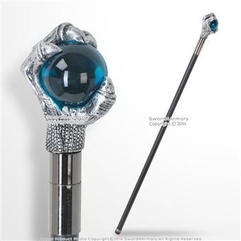 34" Fantasy Hawk Talon Claw Blue Ball Head Handle Walking Cane Stick