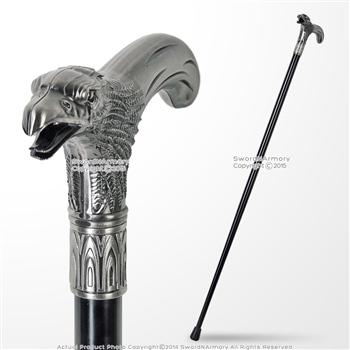 35" Eagle Head T Shape Handle Metal Steel Shaft Gentlemen Walking Cane Stick