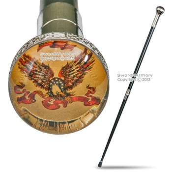 American Bold Eagle Emblem Two-Piece Walking Cane Gentleman Stick Steel Staff