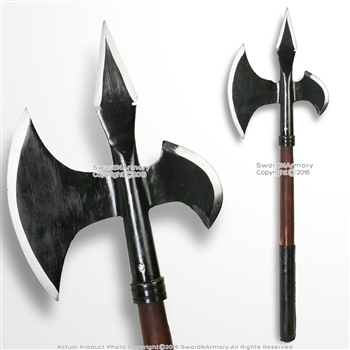 23" Iron Blackened Viking Warriror Battle Axe Combat Hatchet Poleaxe SCA LARP