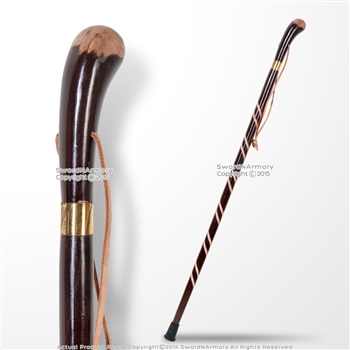 Solid Wooden Walking Stick Round Grip Gentlemen Spiral Fluted Walking Cane