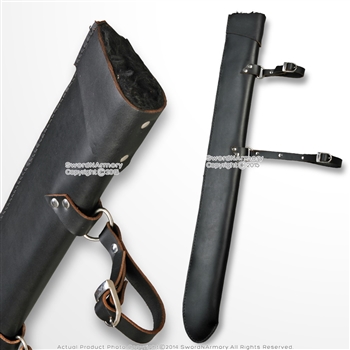 34" Black Faux Fur Lined Medieval Sword Scabbard LARP Cosplay Carrying Sheath