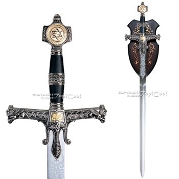 49" Medieval Israel King Solomon Crusader Knight Sword with Deluxe Display Plaq