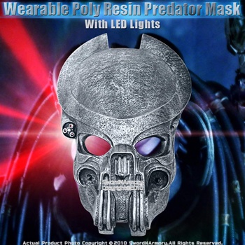 Wearable Poly Resin Predator Mask With LED Lights