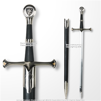 36' Lionheart Crusader Knight Medieval Fair Arming Sword w/ Scabbard Lion Pommel