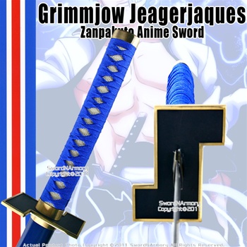 Grimmjow Jeagerjaques Zanpakuto Anime Katana Blue Samurai Sword Cosplay Weapon