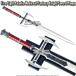 Fire Light Paladin Medieval Fantasy Knight Sword Plaque