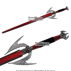 48" Hell Fire Red Blade Fantasy Demon Sword With Plaque