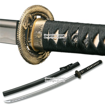 Japanese Style Samurai Katana Sword with Dragon Tsuba Full Tang Slightly Sharpen