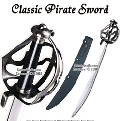 Caribbean Pirates Cutlass Sword Sabre With Basket Guard