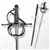 43" Black Stainless Steel Swept Hilt Guard Rapier Medieval Renaissance Sword