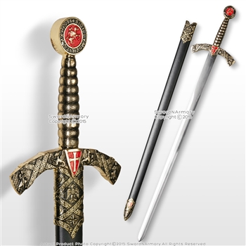 40" Medieval Crusader Arming Sword with Red Cross Unsharpened Blade with Sheath