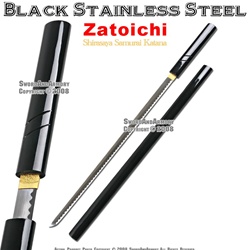 Black Zatoichi Shirasaya Sword Japanese Samurai Katana