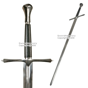 Handmade Full Tang Knights Crusader Great Sword Peened Tang Carbon Steel LARP