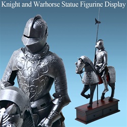 Medieval Crusader Knight Warhorse Statue Figurine Display