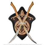22.5" Dual Archer Legolas Fantasy Fighting Swords with Wooden Display Plaque