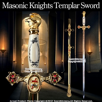 Masonic Knights Templar Sword Freemasonry Gold Fitting Red Cross Guard 27" Blade