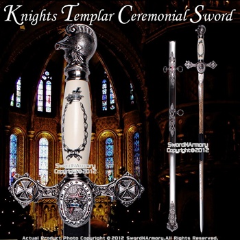 Masonic Knights Templar Ceremonial Sword Freemasonry Chrome Fittings 29" Blade