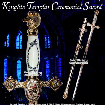 Masonic Knights Templar Ceremonial Sword Freemasonry Gold Fittings 29" Blade