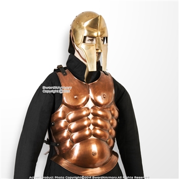 Greek Spartan Copper Coated  Steel Breast Plate Medieval Muscle Cuirass Armour