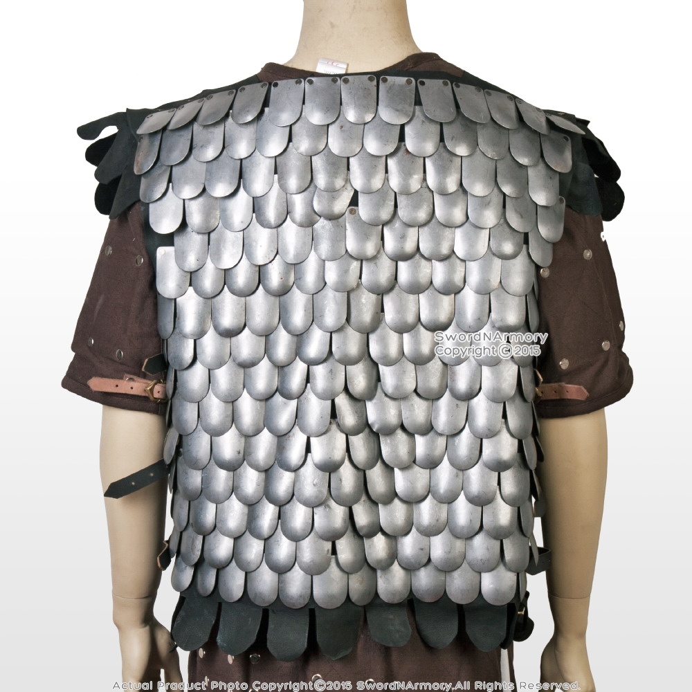 Large Size Medieval Scale Body Armor 20G Steel with Leather Liner LARP ...