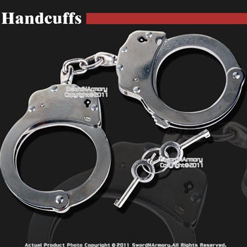 Steel Chain Handcuffs With Spare Key and Case