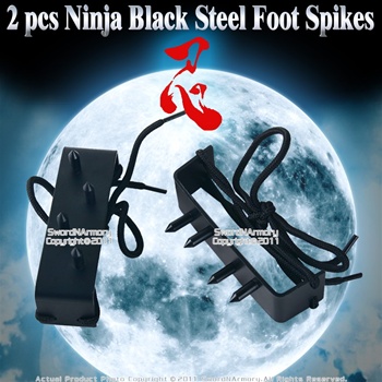 2 pcs Ninja Climbing Gear Black Steel Foot Spikes Claw Shinobi Shoe Hooks